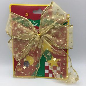 Holiday Makers 8" Gold Bow Yellow Glitter Stars Christmas Home Decor